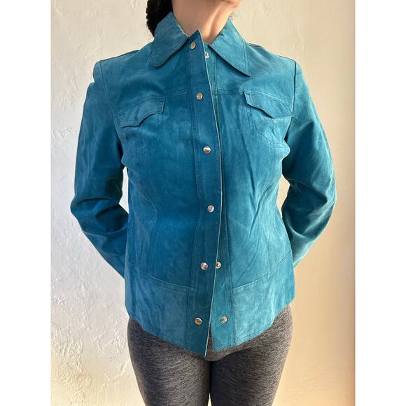 Valerie Steven’s Teal Suede Leather Jacket - Picture 1 of 6